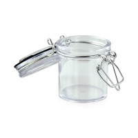 Bocal plastique PS transparent rond   H60mm 50ml