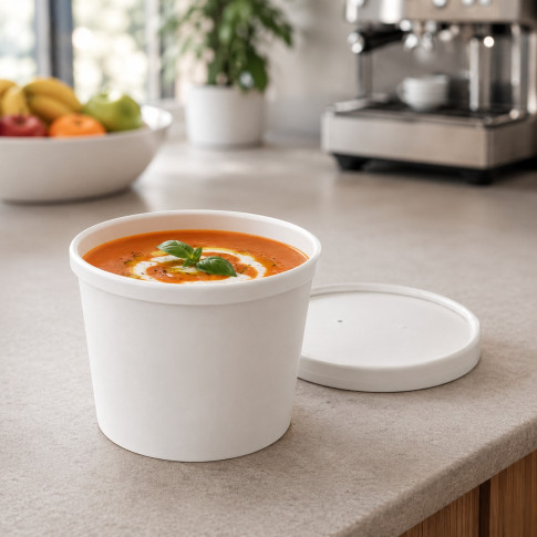 Pot carton blanc chaud et froid avec couvercle carton   H62mm 250ml