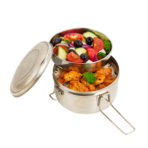 Boite ronde NoxBox en inox type bento avec couvercle   H76mm 900ml