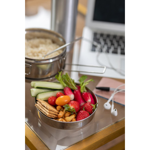 Boite ronde NoxBox en inox type bento avec couvercle   H76mm 900ml