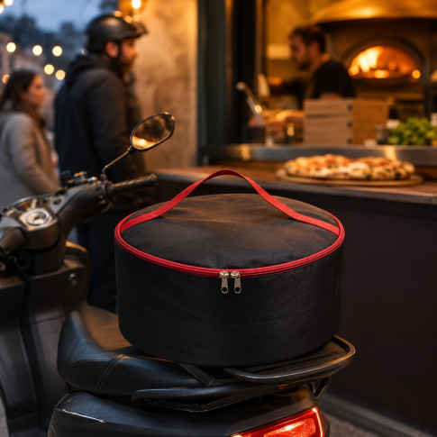 Poche ronde noire pour pizza réutilisable et bento  H150mm
