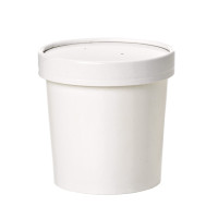 Pot carton blanc chaud et froid avec couvercle carton   H140mm 960ml