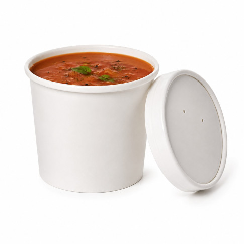 Pot carton blanc chaud et froid avec couvercle carton   H140mm 960ml