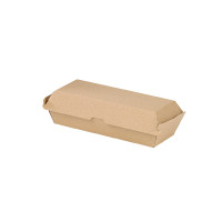 Boîte hot dog carton kraft brun microcannelé 250x107mm H70mm