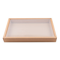 Combo boîte kraft sushi avec couvercle PET 316x216mm H37mm
