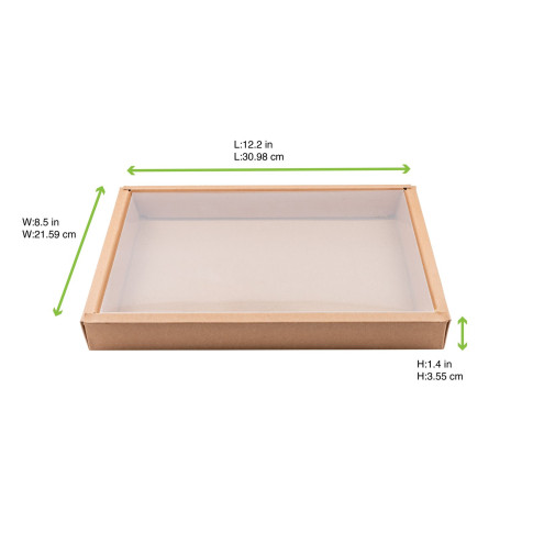 Combo boîte kraft sushi avec couvercle PET 316x216mm H37mm