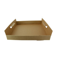 Plateau en carton kraft brun avec poignées  390x290mm H42mm
