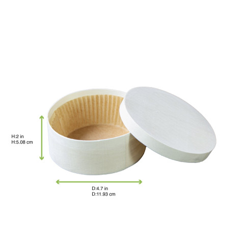 Boîte ronde en bois avec papier ingraissable pour cuisson au four  H50mm