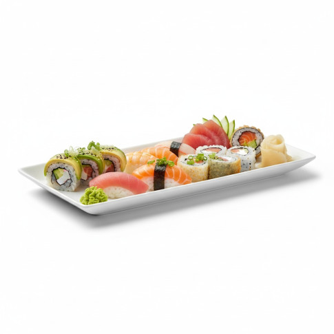 Assiette rectangulaire blanche en pulpe "BioNChic" 180x90mm