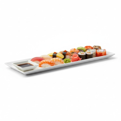 Assiette rectangulaire blanche en pulpe "BioNChic" 270x90mm