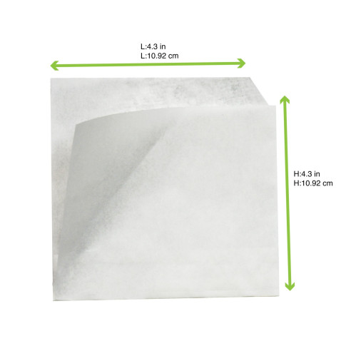 Sac papier blanc ingraissable ouvert sur 2 côtés  110x110mm