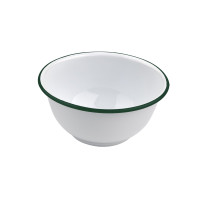 Bol Enamel blanc en acier émaillé  à bord plat et vert   H80mm 1000ml