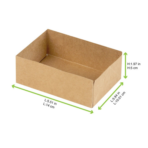 Boite pâtissière carton brun sans couvercle  140x100mm H50mm