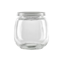 Bocal en verre sphérique avec couvercle plastique PP à clipser  H87mm 300ml