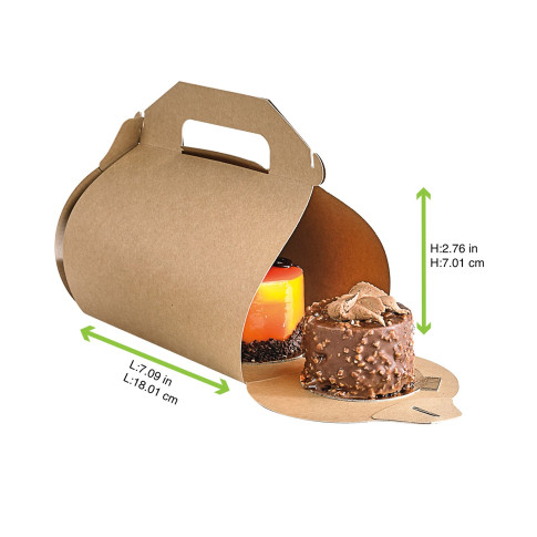 Boîte pâtissière haute carton kraft avec poignée 180x140mm H160mm