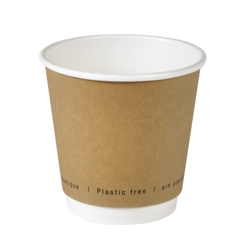 Gobelet en carton brun à double paroi sans matière plastique, Waterbased  H86mm 300ml