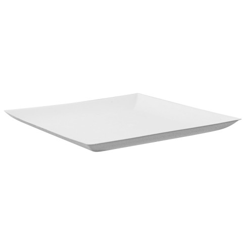 Assiette carrée blanche en pulpe "BioNChic" 180x180mm H18mm