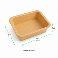 Barquettes GN 1/8 scellables en carton 160x130mm H36mm 450ml
