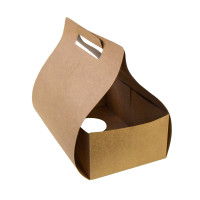 Porte gobelets kraft + porte paille - 2 compartiments 254x152mm H228mm