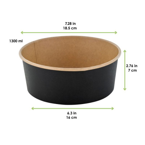 Saladier rond Buckaty en carton kraft noir  H68mm 1300ml