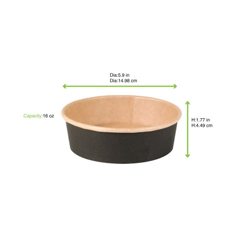 Saladier rond Buckaty en carton kraft noir  H45mm 480ml