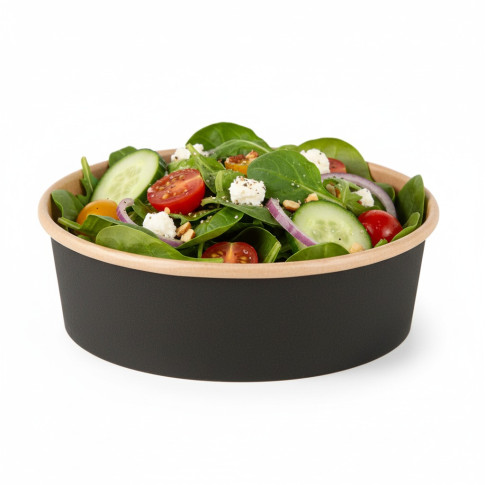 Saladier rond Buckaty en carton kraft noir  H45mm 480ml