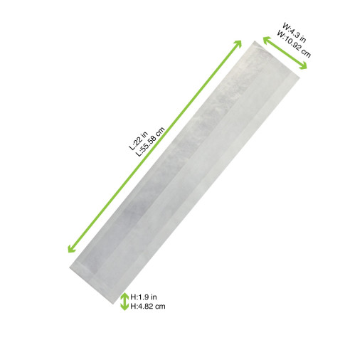 Sac sandwich blanc ingraissable en papier kraft à fenêtre cristal et 4 cm de soufflet 110x40mm H550mm