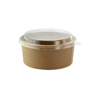 Combo Saladier rond kraft et couvercle  H64mm 750ml