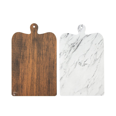 Les planches apéro double face imitation marbre et bois  395x245mm