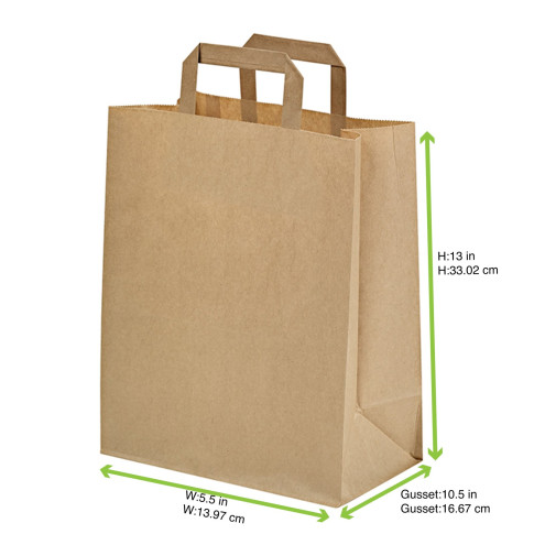 Sac cabas papier recyclé kraft brun 260x170mm H280mm