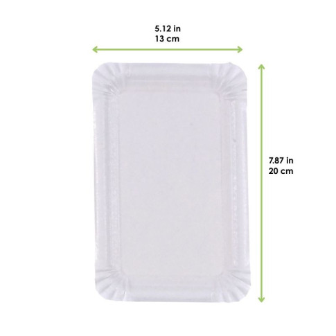 Assiette rectangulaire en carton blanc 130x200mm