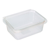 Barquette rectangulaire PLA transparente avec couvercle attaché  188x143mm H67mm 1000ml