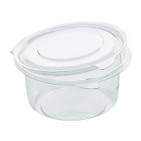 Pot Deli rond PET avec couvercle plat attaché   H60mm 400ml