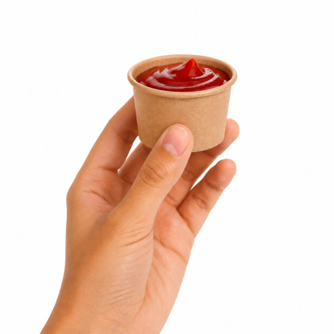 Pot à soupe et glace en carton kraft brun sans plastique, Waterbased  H40mm 75ml