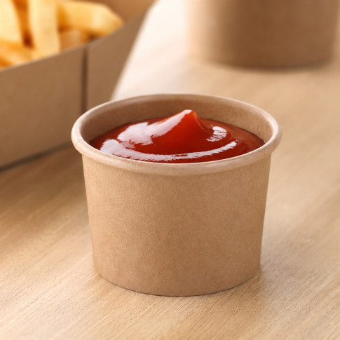 Pot à soupe et glace en carton kraft brun sans plastique, Waterbased  H40mm 75ml