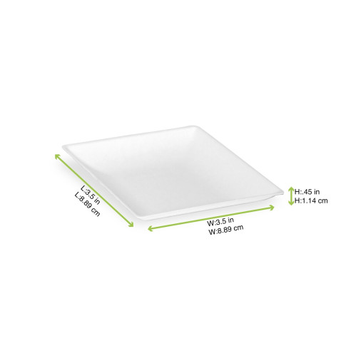 Assiette carrée blanche en pulpe  90x90mm