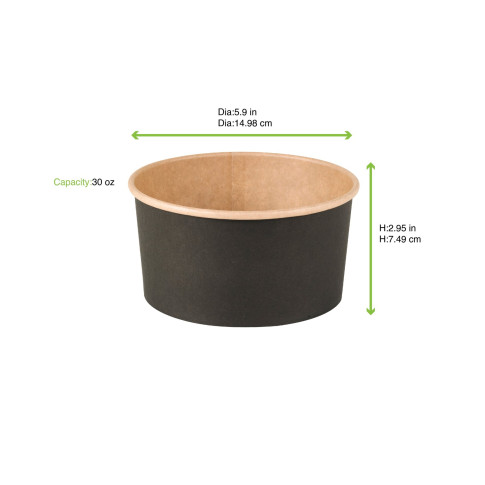 Saladier rond Buckaty en carton kraft noir  H75mm 900ml