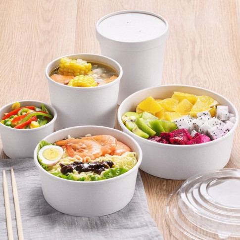 Saladier rond en carton blanc "Buckaty"   H66mm 1500ml