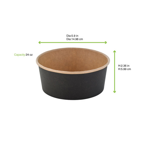 Saladier rond Buckaty en carton kraft noir  H60mm 700ml