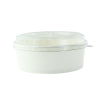Combo Saladier rond Blanc "Buckaty" et couvercle PET    H50mm 550ml