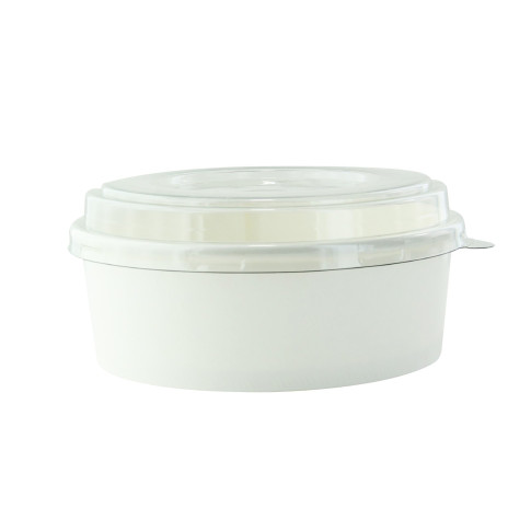 Combo Saladier rond Blanc "Buckaty" et couvercle PET    H50mm 550ml