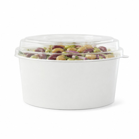 Combo saladier rond Blanc Buckaty a/c couvercle PET   H60mm 750ml