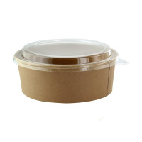 Saladier en carton kraft avec couvercle en plastique PET  H65mm 1200ml