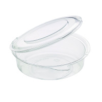 Pot Deli rond PET avec couvercle plat attaché   H35mm 250ml