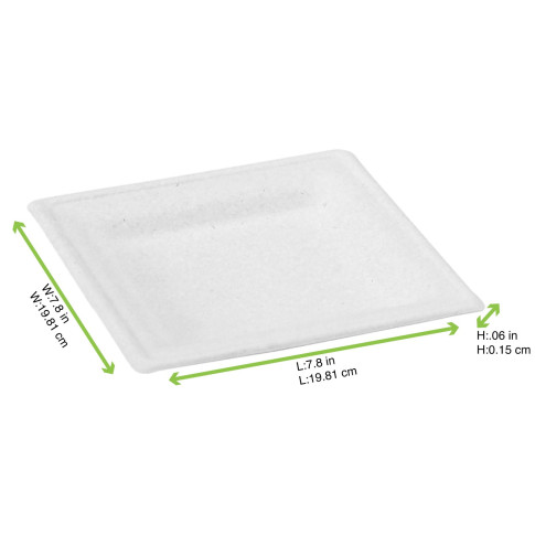 Assiette pulpe carrée blanche  250mm  H17mm