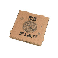 Boîte à pizza carton brun décor "Hot and Tasty" 290x290mm H40mm