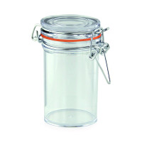 Bocal plastique PS transparent rond   H76mm 80ml