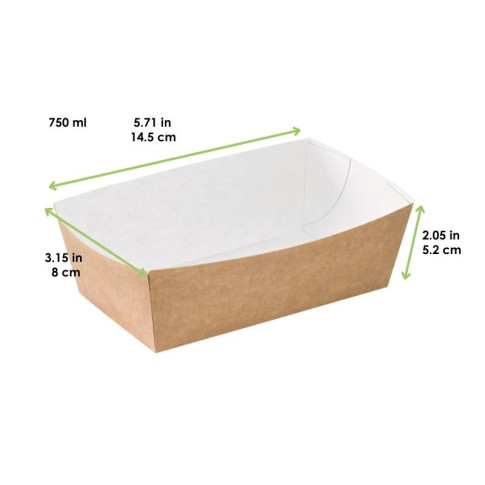 Barquette en carton kraft  145x80mm H52mm 750ml