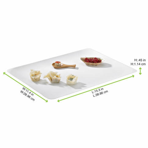 Plateau rectangulaire blanc en pulpe "BioNchic" 390x290mm