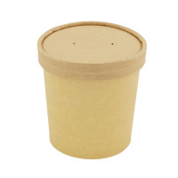 Pot carton brun chaud et froid avec couvercle carton   H88mm 350ml